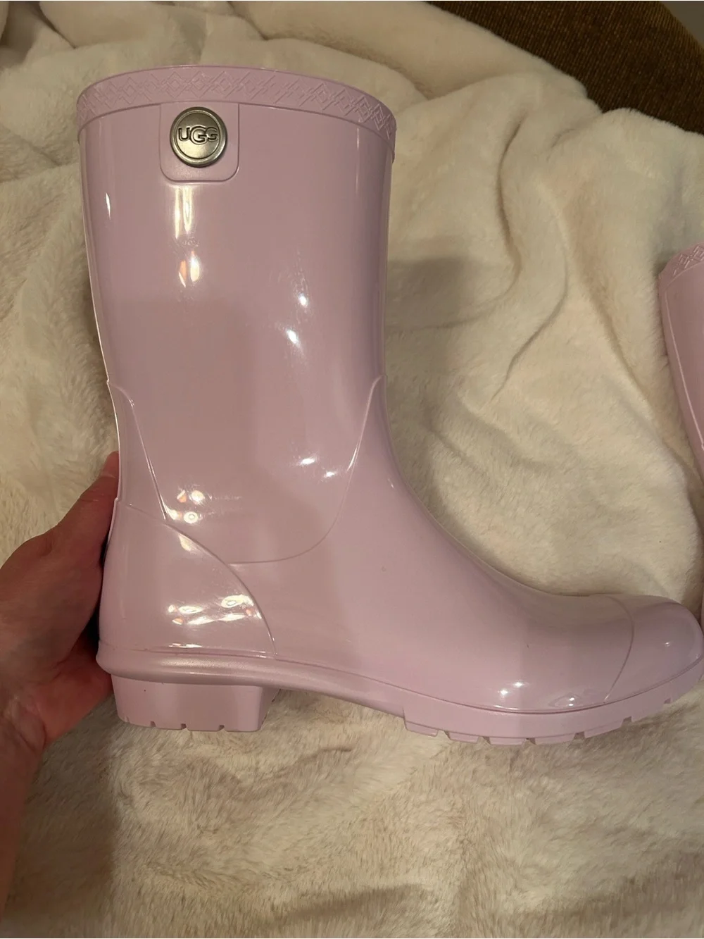 UGG Glossy  Mid Calf Rain Boots ( Lavender color)
